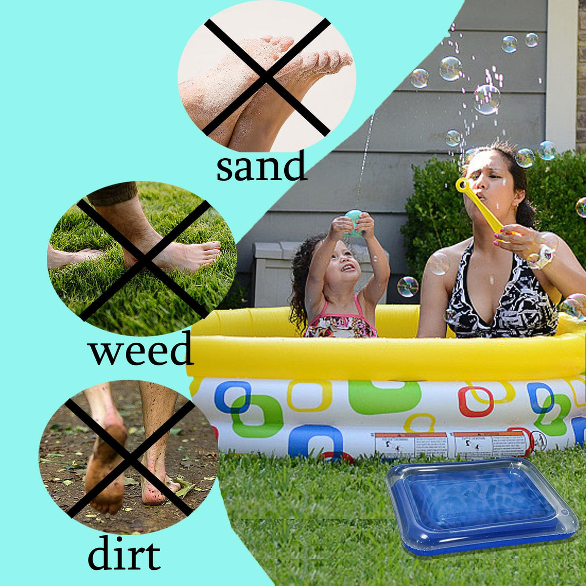 FysaH basin in use by poolside rinsing feet to keep pool clean