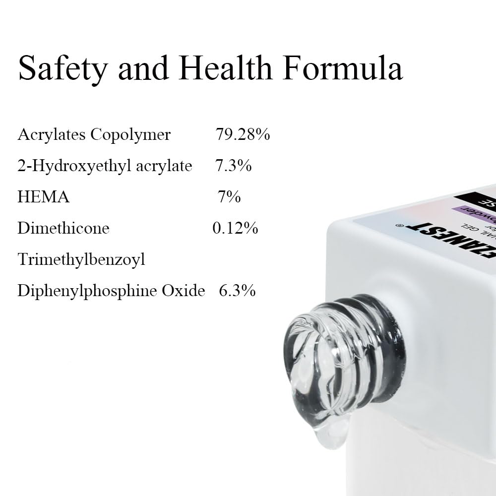 FZANEST bottle beside LED lamp showing size and quick curing convenience