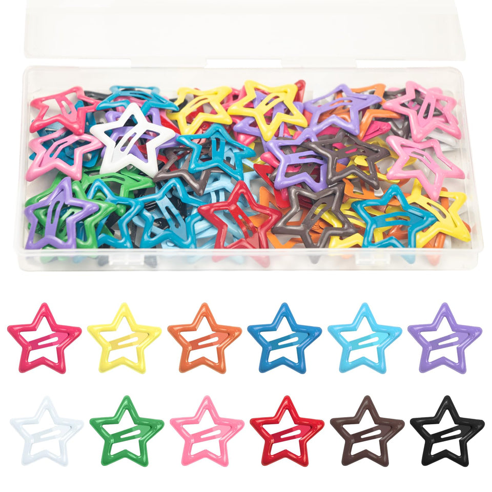 FZWONVUC front packaging showing 64 colorful star clips for versatile styling