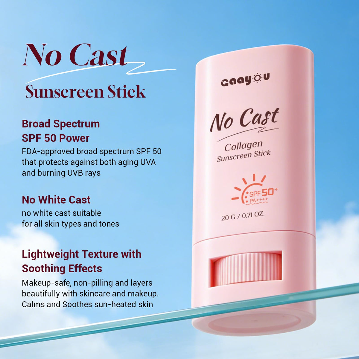 Gaayou application on hand demonstrating no white cast benefit