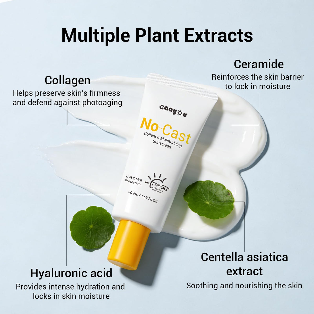 Gaayou label close-up highlighting collagen and hyaluronic acid