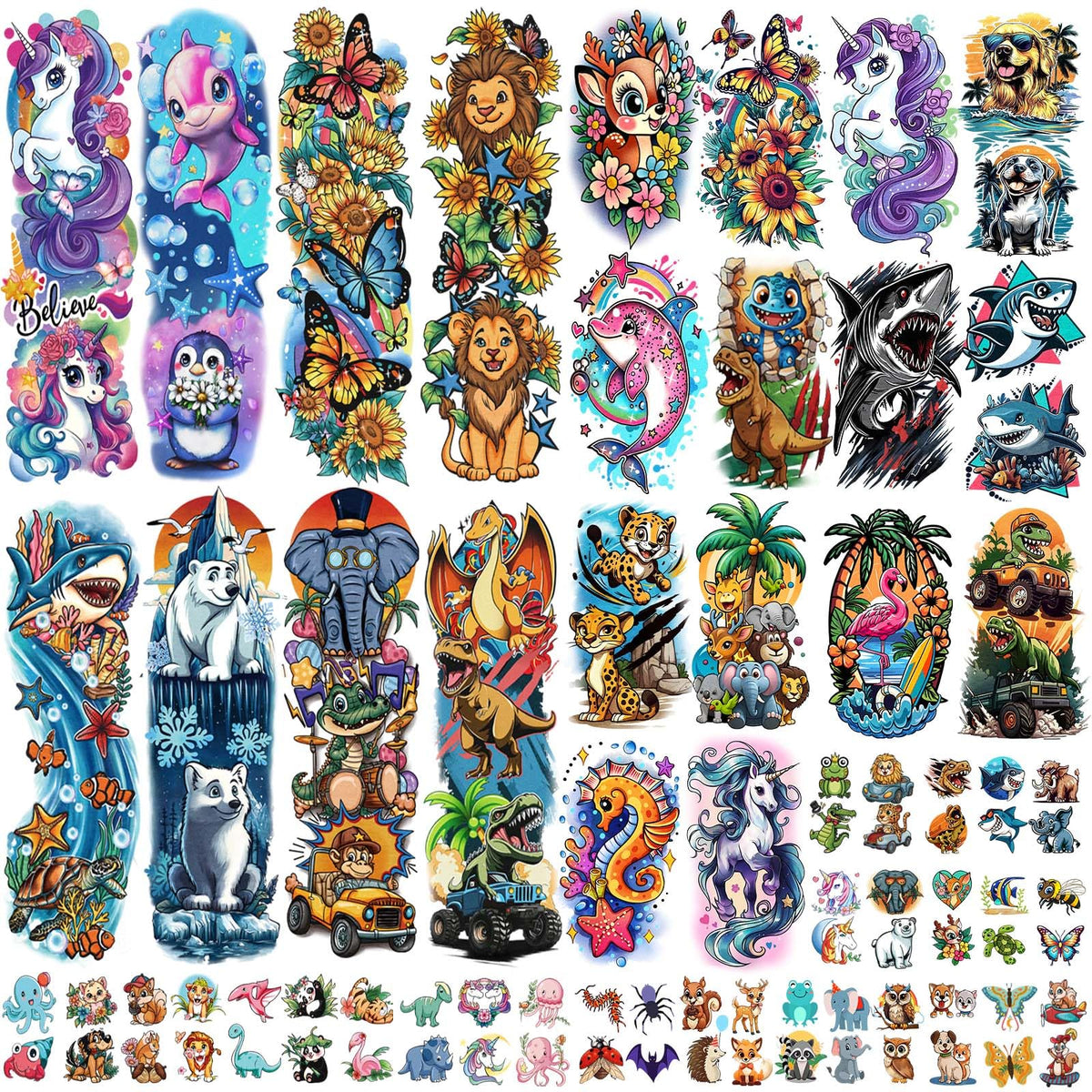 Gabizafia front packaging showing colorful animal and fantasy tattoo themes for parties
