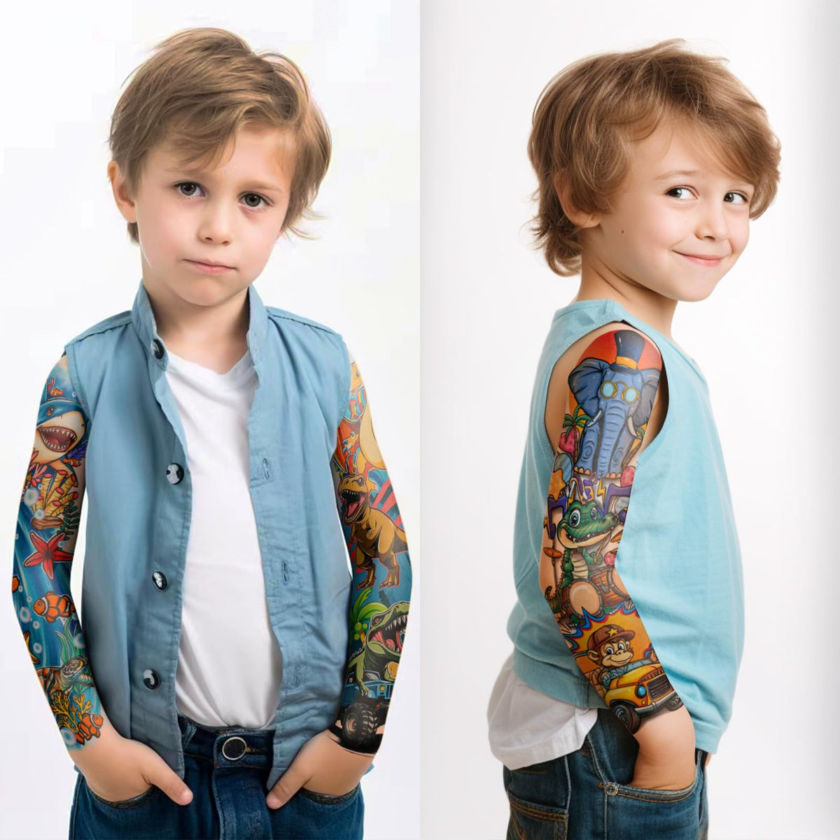 Gabizafia half-arm sheet closeup highlighting bold prints and easy-to-apply size