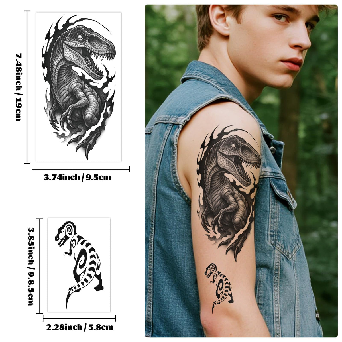 Gabizafia sheet of 60 small dinosaur tattoos for versatile party use