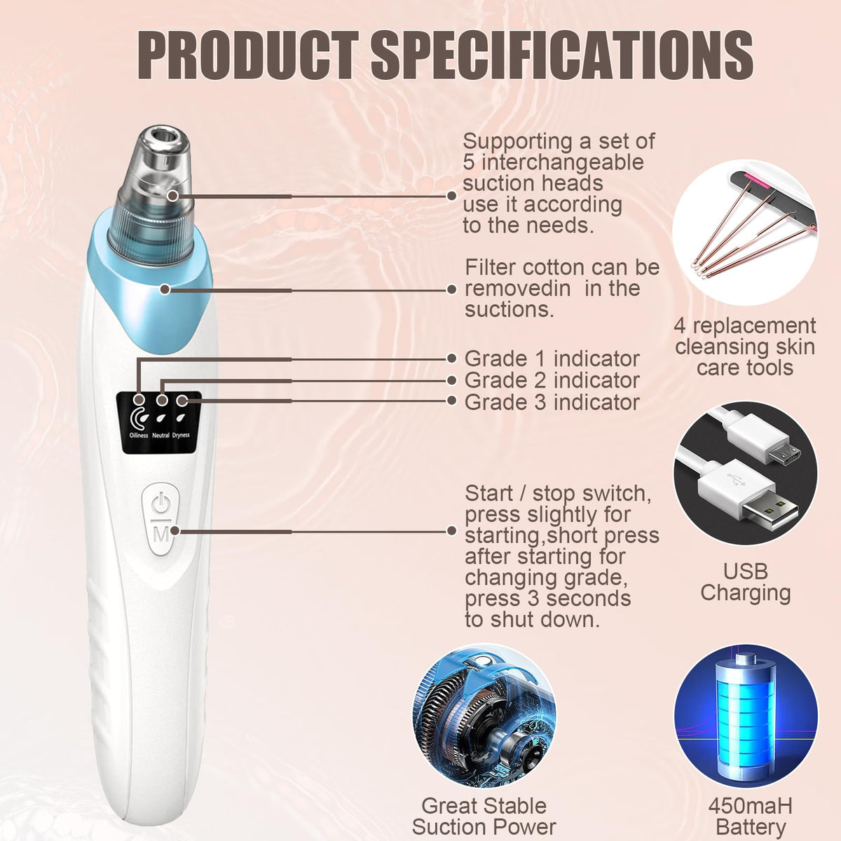 Gackoko pore vacuum held in hand for scale, compact travel-friendly benefit