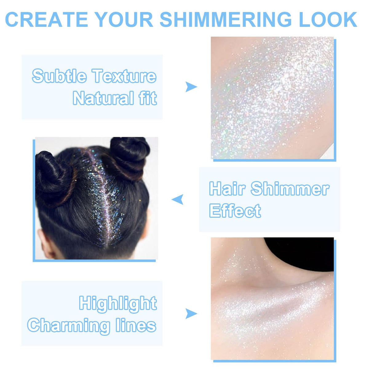 GADMLURY macro of ultra-fine glitter texture for smooth, even coverage