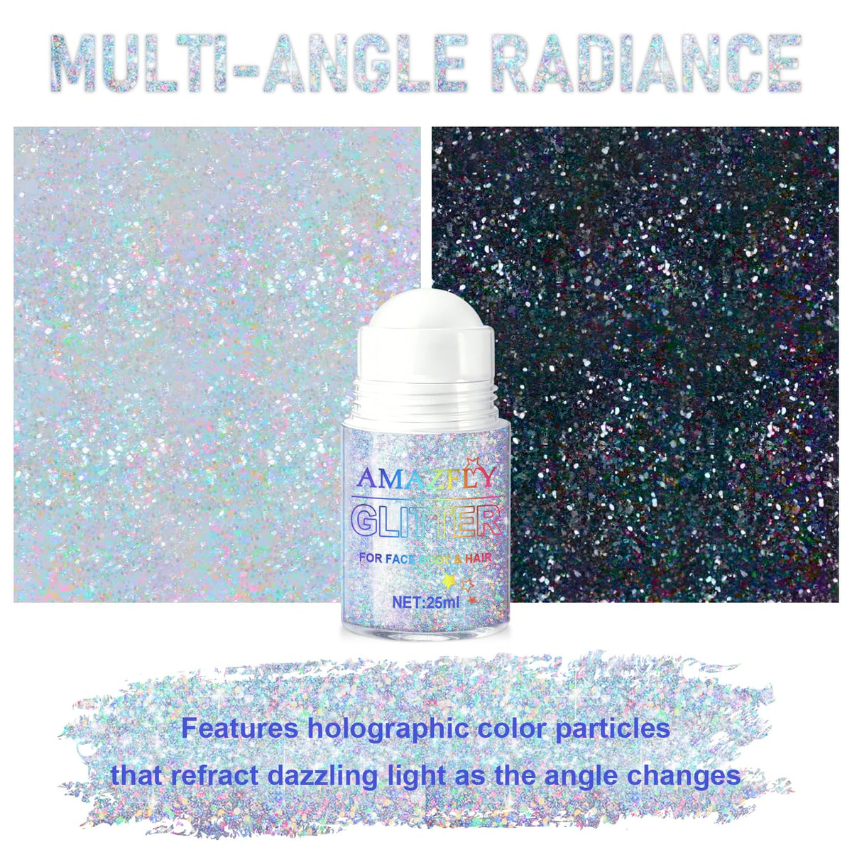 GADMLURY glitter applied in hair for shimmering highlights and stage-ready shine