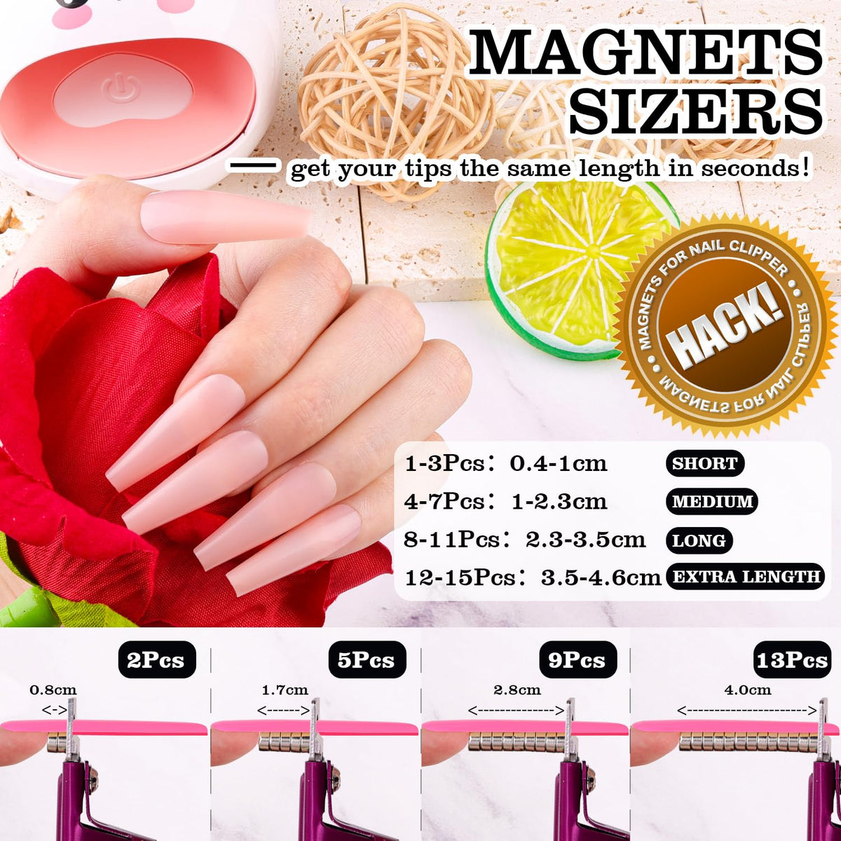 GA&EN magnet sizers detail demonstrating adjustable length guides benefit