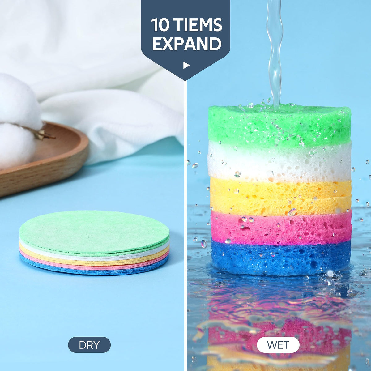 GAINWELL expanded sponge texture close-up showing soft cellulose for gentle cleansing