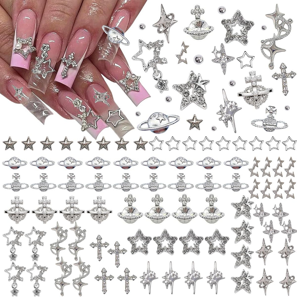 Ganepwns front packaging showing 120+ star nail charms for instant sparkle