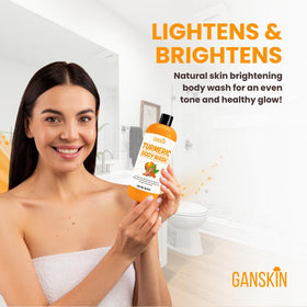 Ganskin bottle next to hand for scale showing product size and travel benefit