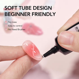 GAOY being applied on a nail demonstrating smooth sculpting and quick layering benefit