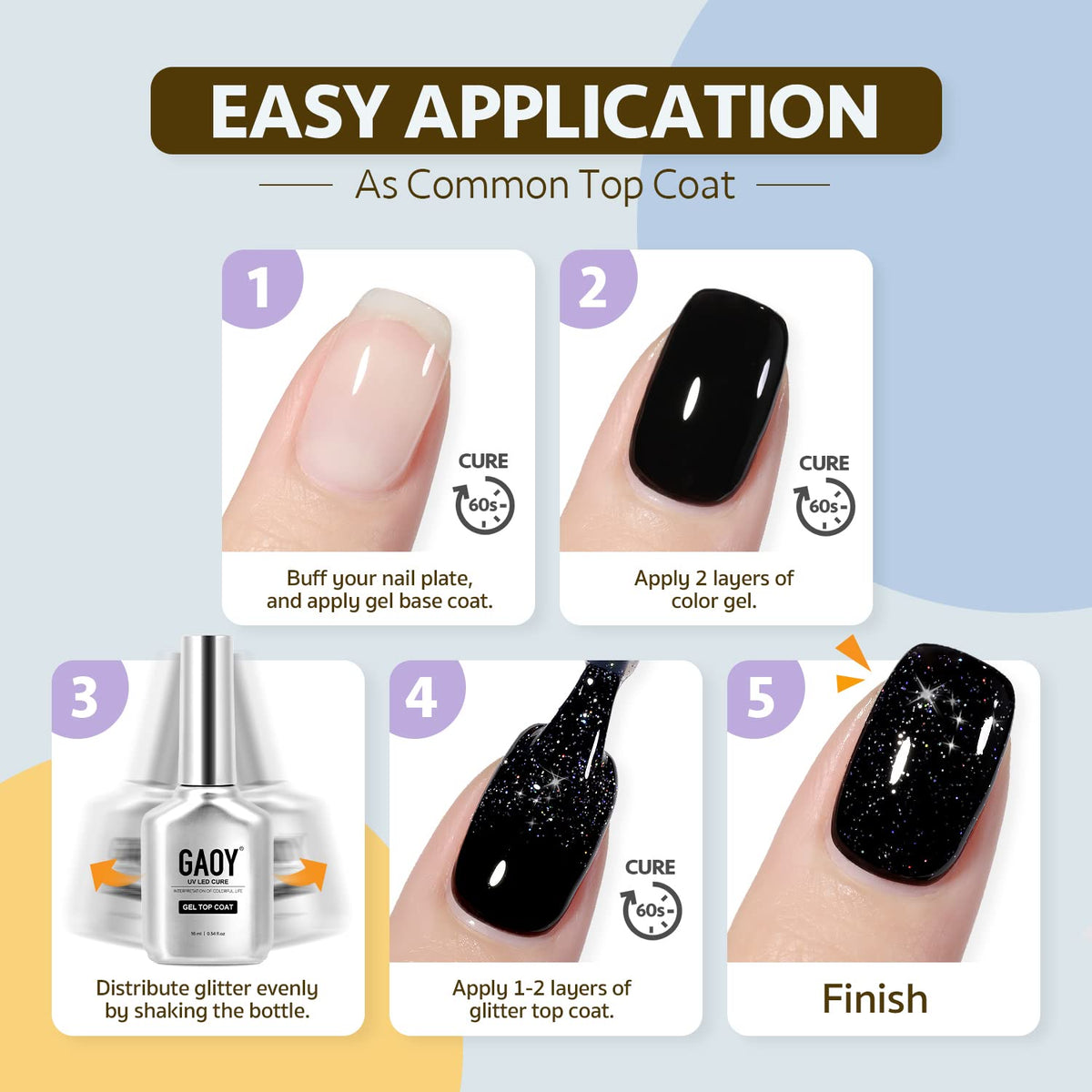 GAOY brush applying top coat for smooth coverage and even finish