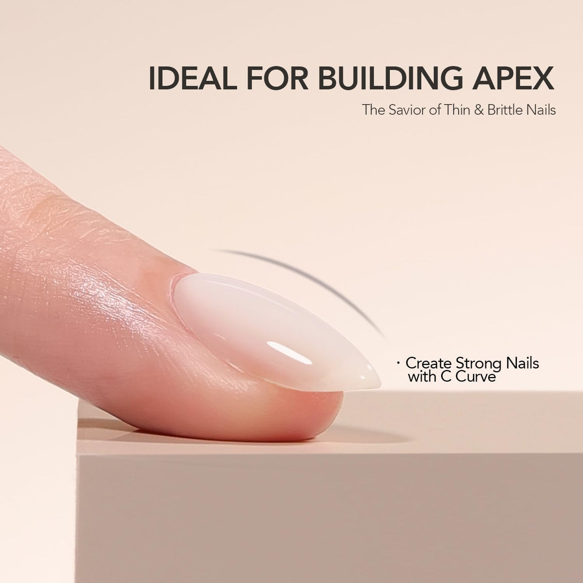 GAOY application in use on natural nails, illustrating strengthening and neat coverage