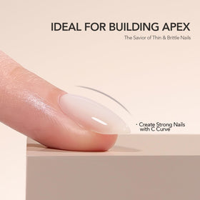 GAOY application in use on natural nails, illustrating strengthening and neat coverage
