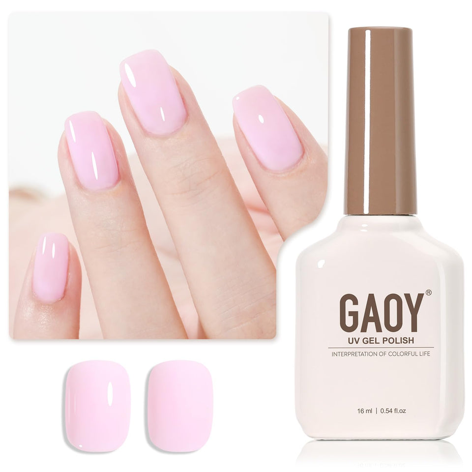 GAOY baby pink front packaging showing bottle and label benefit long-lasting color
