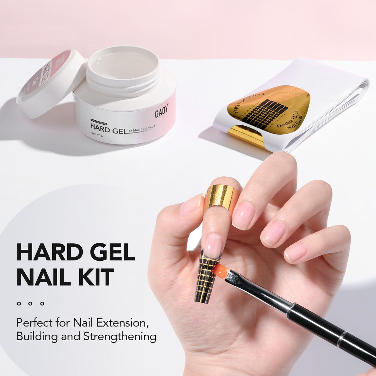 GAOY before and after nails illustrating strengthened natural nails and added length