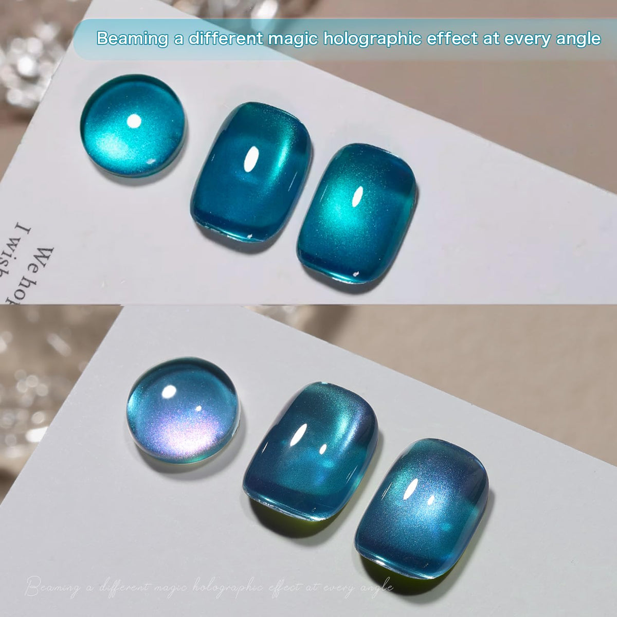 GAOY bottle close-up revealing glitter galaxy shimmer and easy application benefit