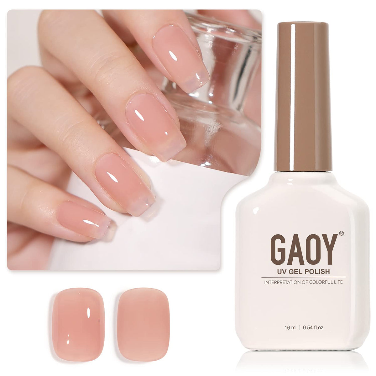 GAOY bottle front view showing color and label, clear presentation benefit