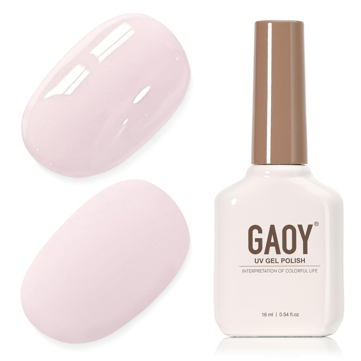 GAOY bottle front view showing 2082 Barely Pink color and clear branding for easy selection