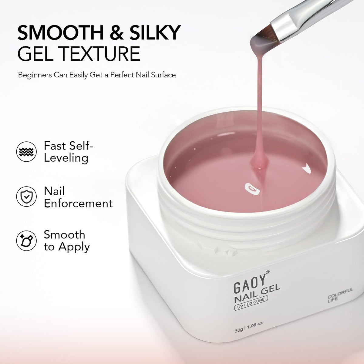 GAOY brush applying builder base for precise control and smooth gel shaping