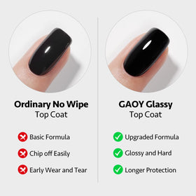 GAOY brush applying top coat to nail showing smooth application and high-shine potential