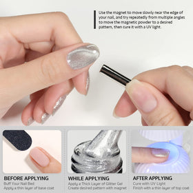 GAOY brush applying glitter gel close-up showing smooth texture and even coverage benefit