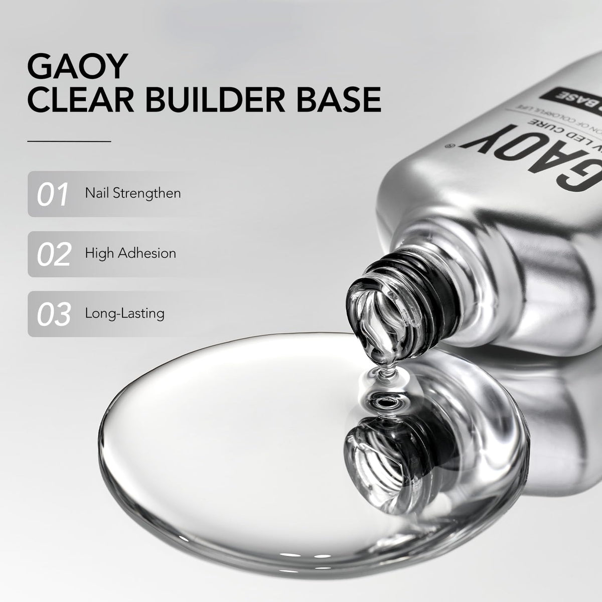 GAOY cured nail close-up showing glossy reinforced nail surface benefit