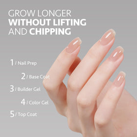 GAOY builder gel being brushed onto a nail for strong extension benefit