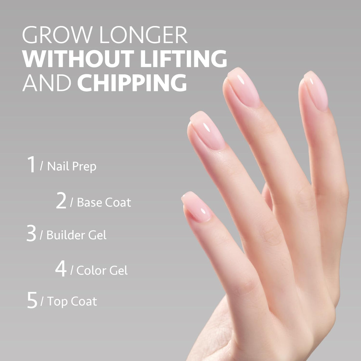 GAOY builder gel on nail extension illustrating strengthened, natural-looking overlay