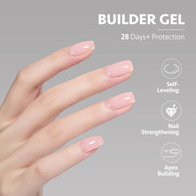 GAOY builder gel texture closeup highlighting self-leveling formula for even coverage