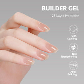 GAOY builder gel glossy texture close-up showing self-leveling consistency
