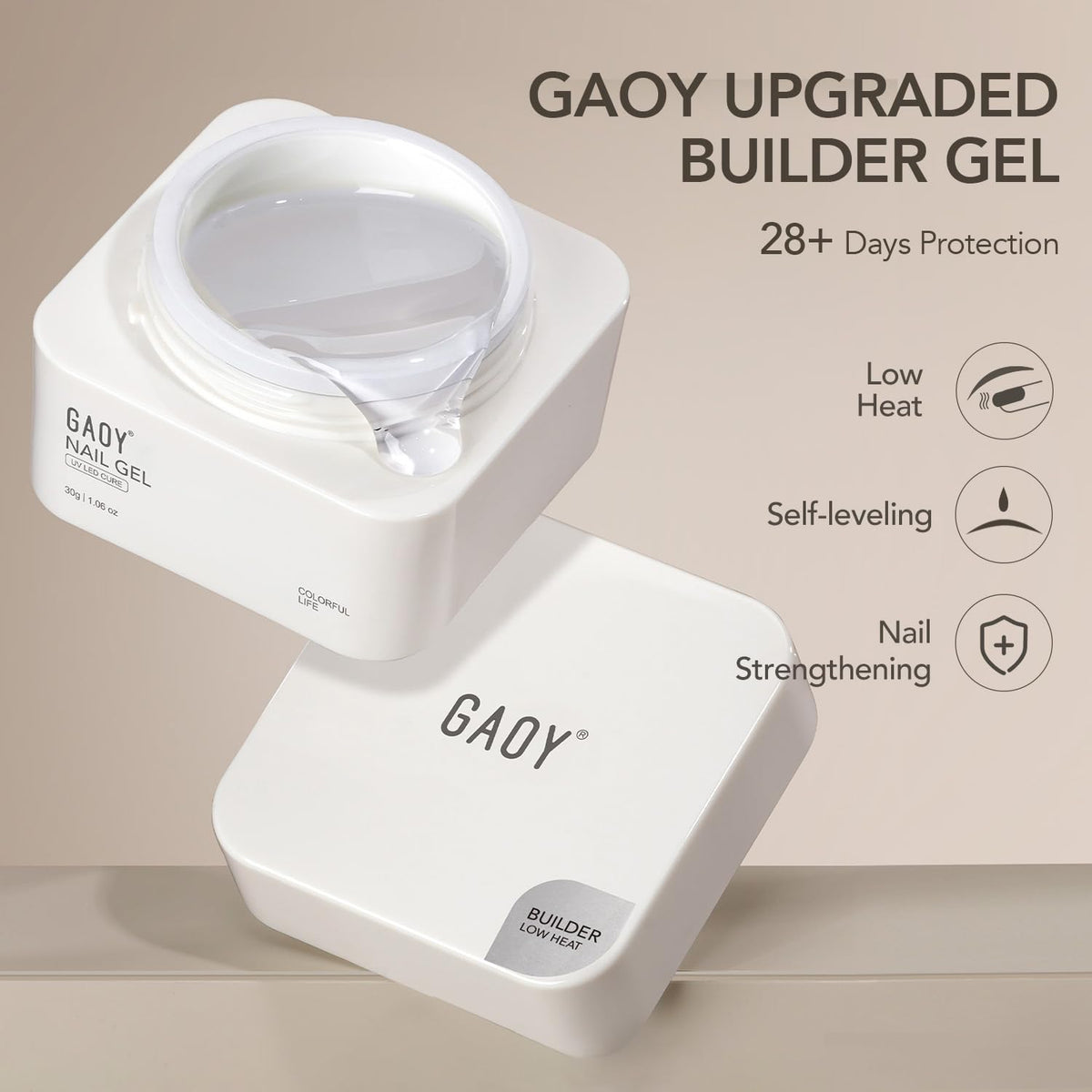 GAOY gel texture close-up displaying smooth self-leveling consistency benefit