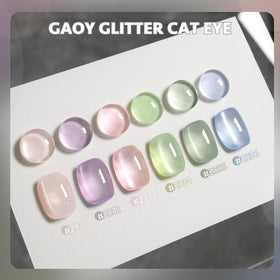 GAOY bottle close-up displaying shimmer particles and label for precise color identification