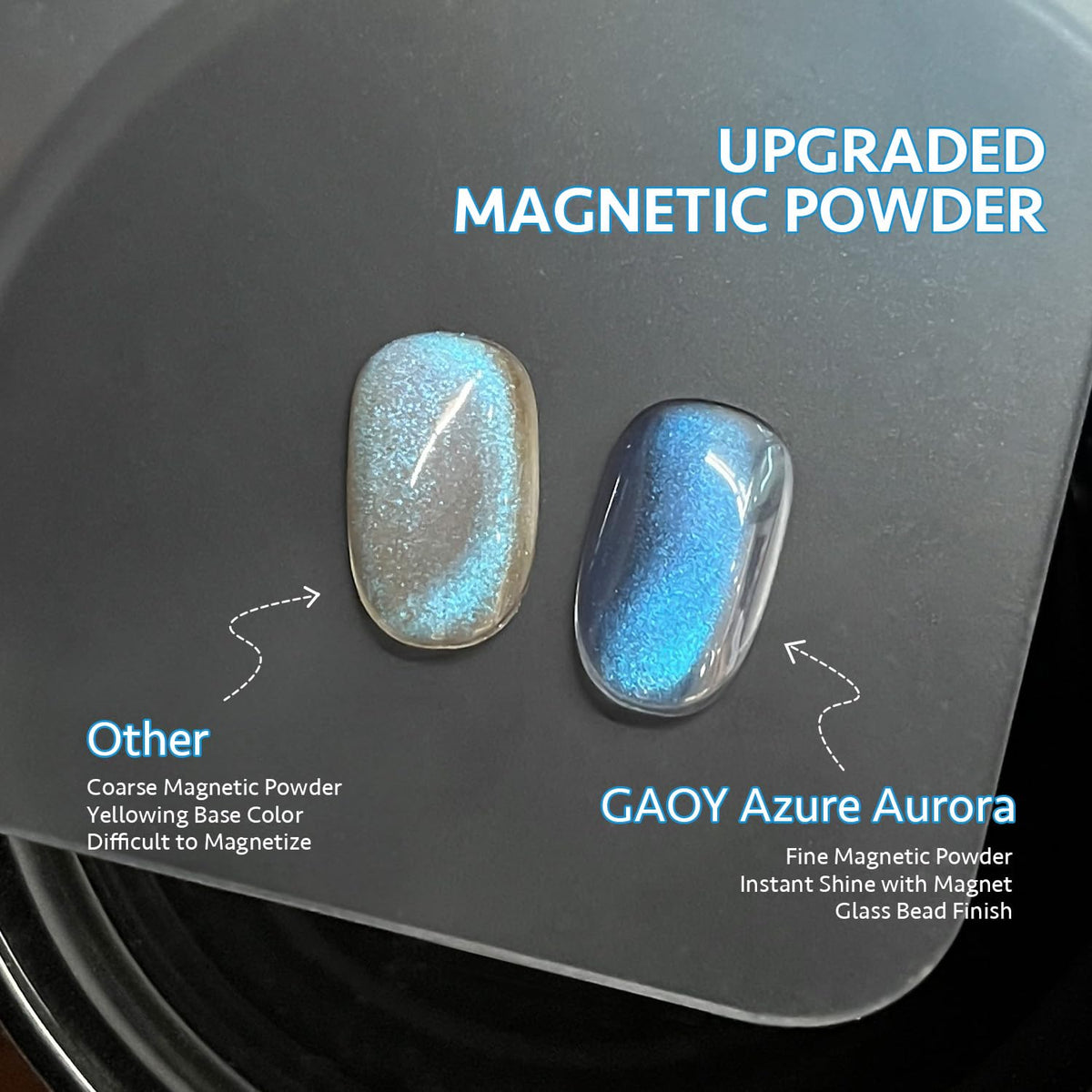 GAOY cat-eye magnet closeup used to form reflective lines for precise effects