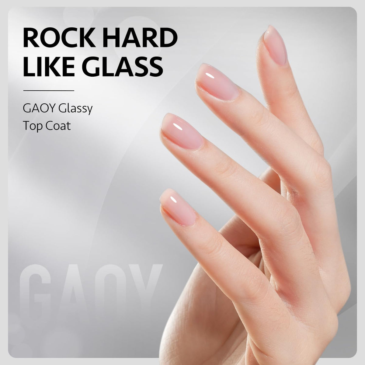 GAOY chrome bottle detail highlighting brushed-stainless-look finish and easy-grip benefit