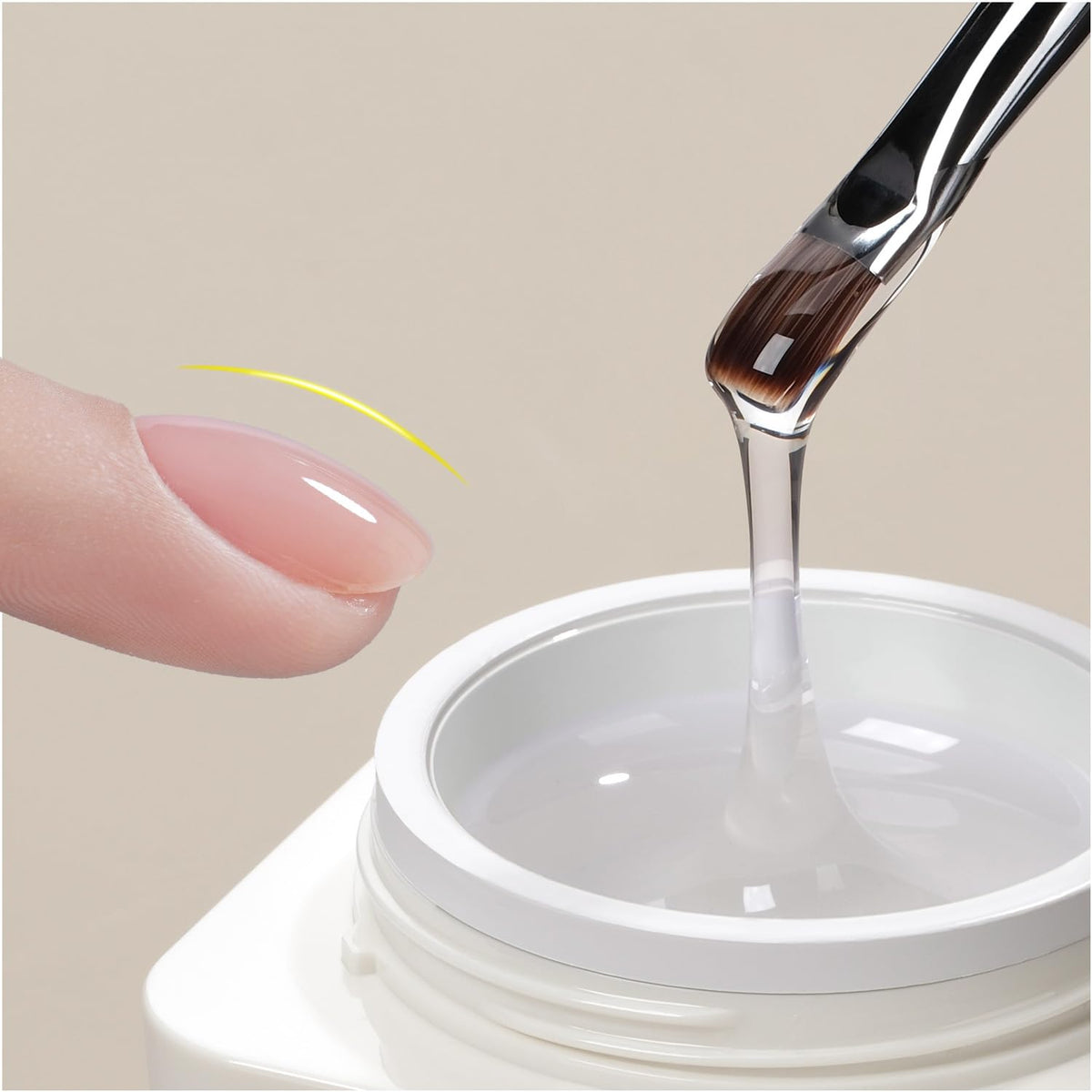GAOY clear builder gel jar front view showing branding and durable formula