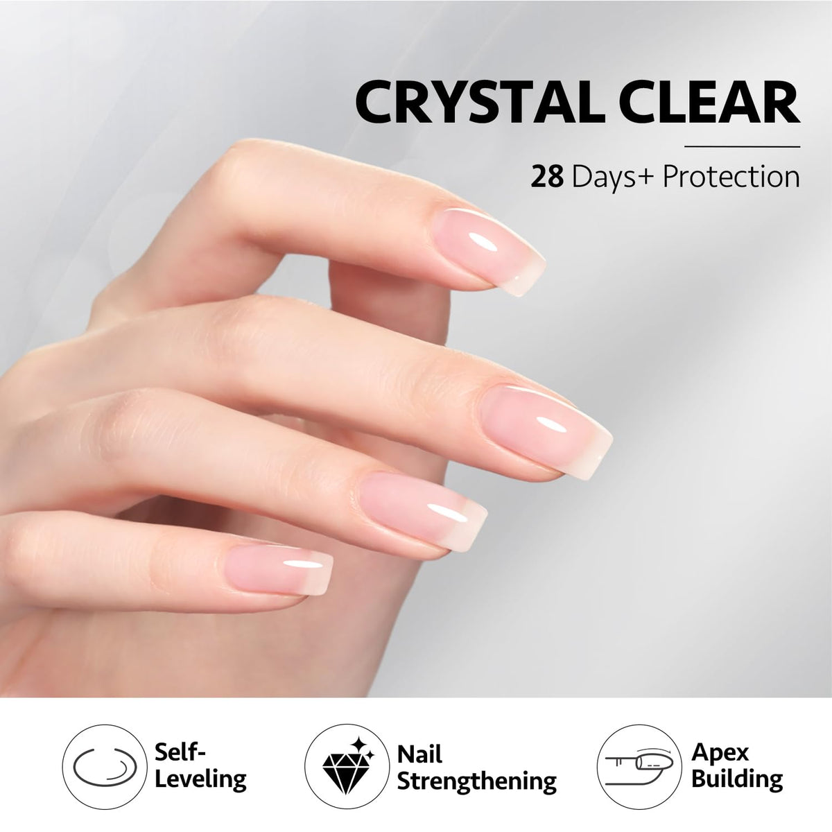 GAOY clear gel texture droplet swatch highlighting self-leveling formula for smooth finish
