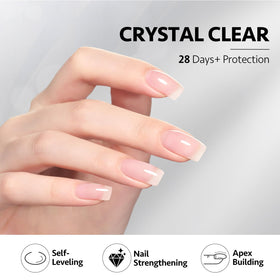 GAOY clear gel texture droplet swatch highlighting self-leveling formula for smooth finish