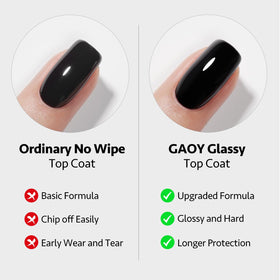 GAOY clear high-gloss swirl on a nail showing glass-like shine benefit