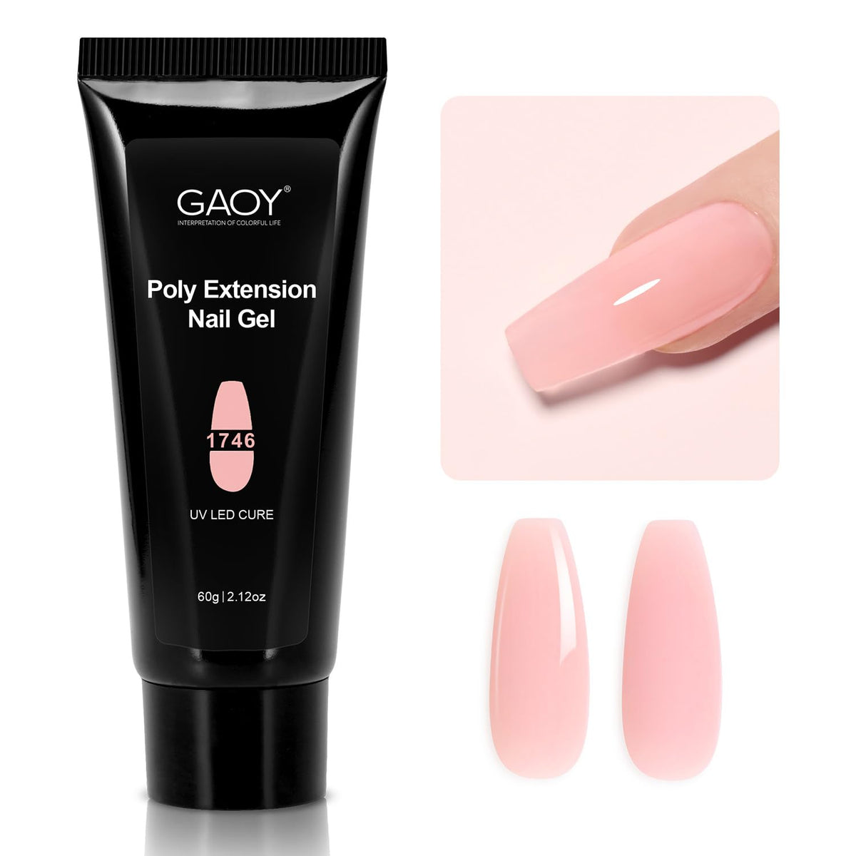 GAOY clear pink jar front showing label and volume for easy identification and value