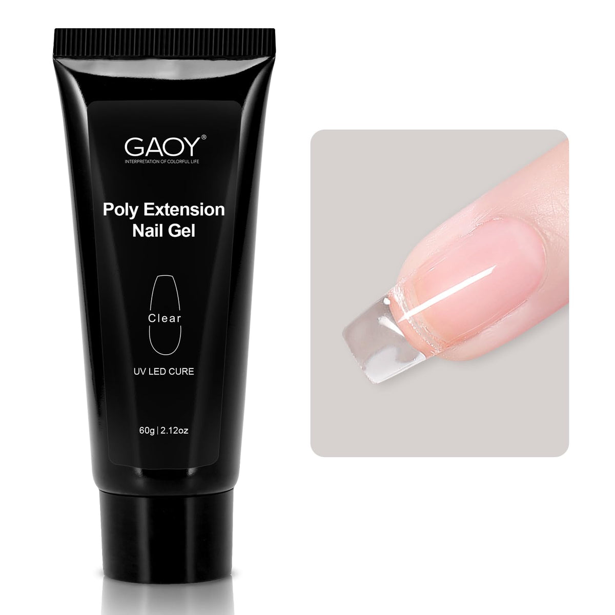 GAOY clear poly gel front jar showing product and label benefit quick supply