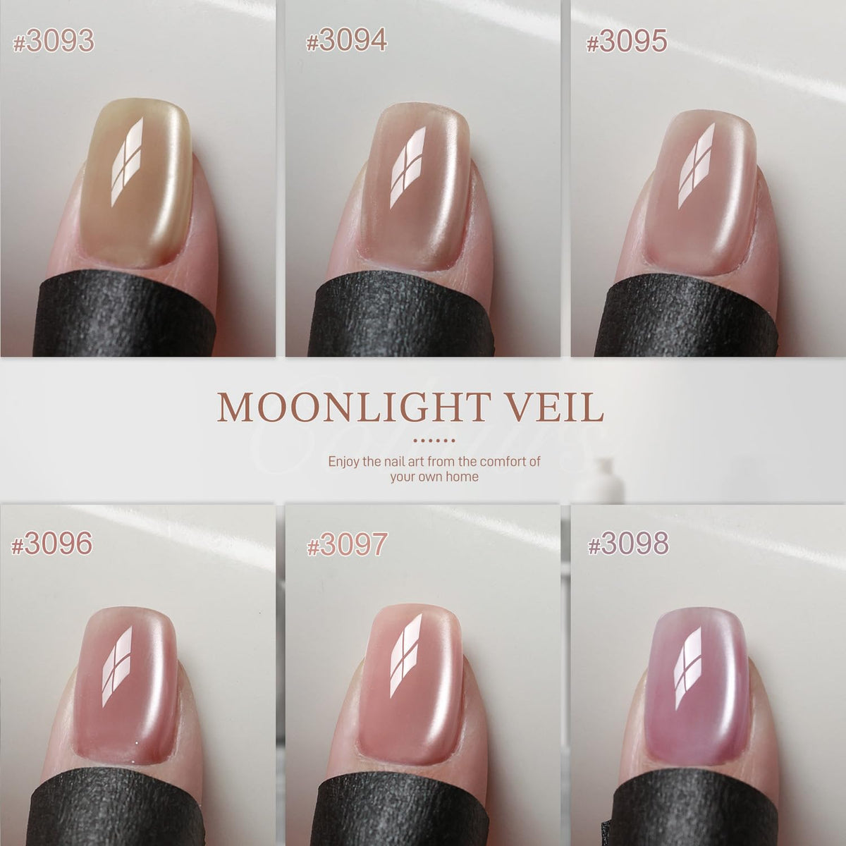 GAOY close-up cat-eye stripe on nail showing gemstone holography and satin sheen