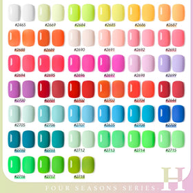 GAOY close-up of 39 neon and classic gel polish colors for vibrant choices