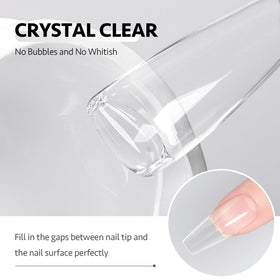 GAOY cured nail side profile showing a strong bond and long-lasting tip adhesion benefit