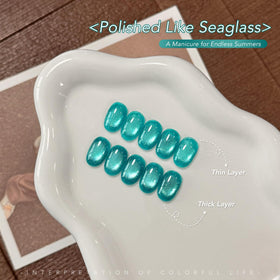 GAOY cured nail finished in turquoise teal with mirror-like shimmer, long-lasting shine