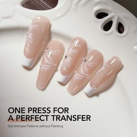 GAOY finished foil transfer on nail showcasing crisp metallic pattern
