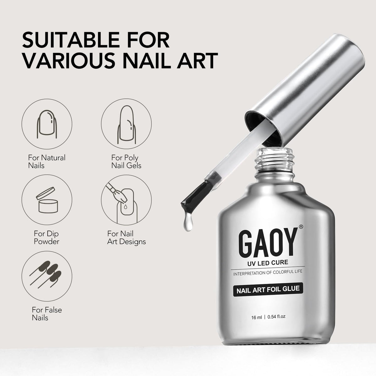 GAOY label close-up showing compliance marks and low-odor formulation