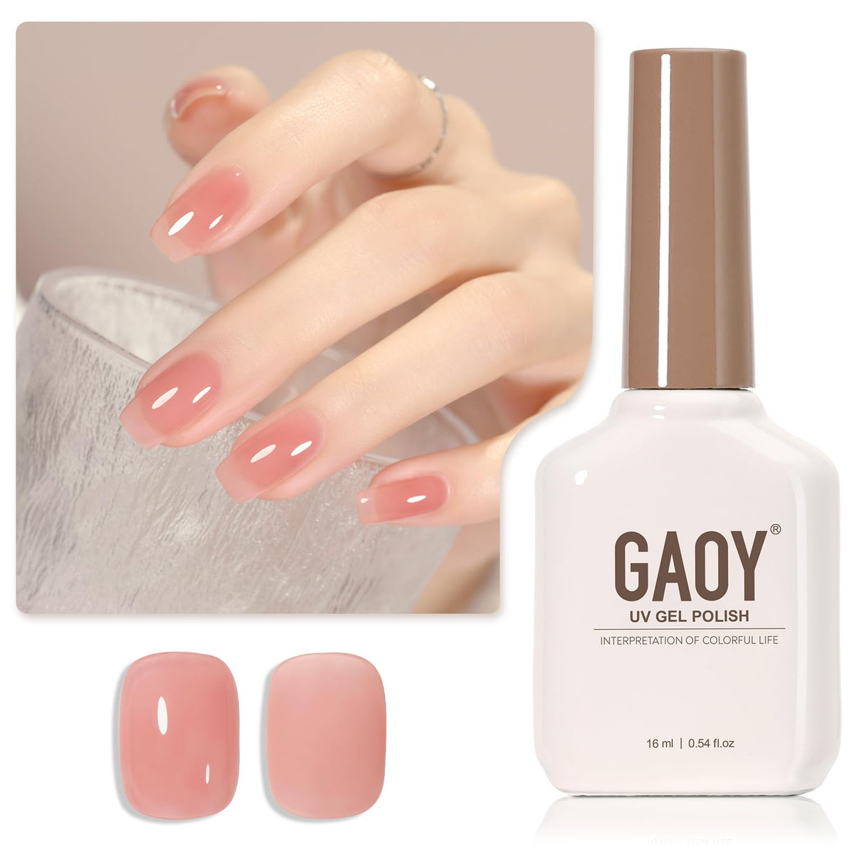 GAOY front bottle 1719 blush pink showing label and bottle design, clear product identification