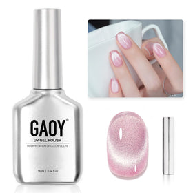 GAOY bottle front view showing 16ml dazzling pink and magnet, great for creative nails
